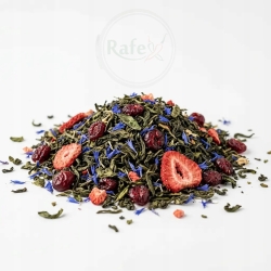 Herbata Zielona Gunpowder China Żurawinowo-truskawkowa Z Bławatkiem 100g