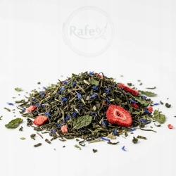 Herbata Zielona Gunpowder China Truskawkowo-śmietankowa Z Bławatkiem 100g