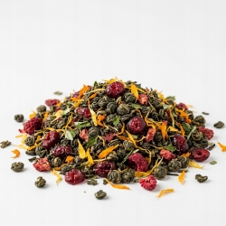 Herbata Zielona Gunpowder China Malinowo-żurawinowa Z Nagietkiem 100g