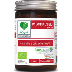 Witamina D3 Ekstrakt Bio 60 Tabletek (50 Mcg) - Be Organic